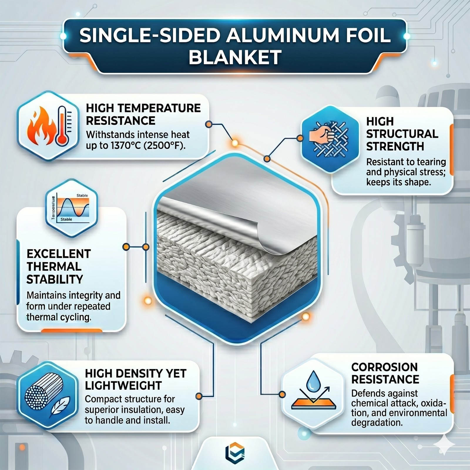 Ceramic Fiber High Temperature Insulation Blanket High Density Fireproof Thermal