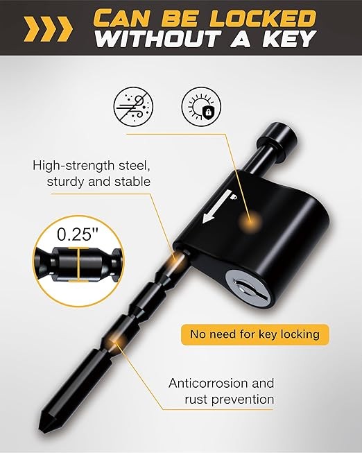 Trailer Tongue Coupler Lock Adjustable Tongue Pin 1/4″ Diameter, Fits Black