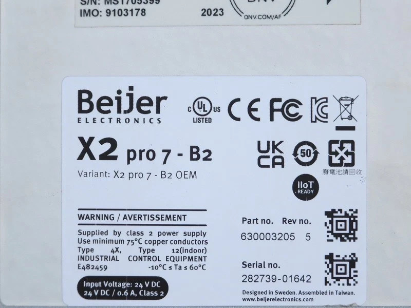 NOS BEIJER ELE. MODEL X2 PRO7-B2 OEM HMI TOUCH ENGINE ROOM PANEL 630003205 REV.5