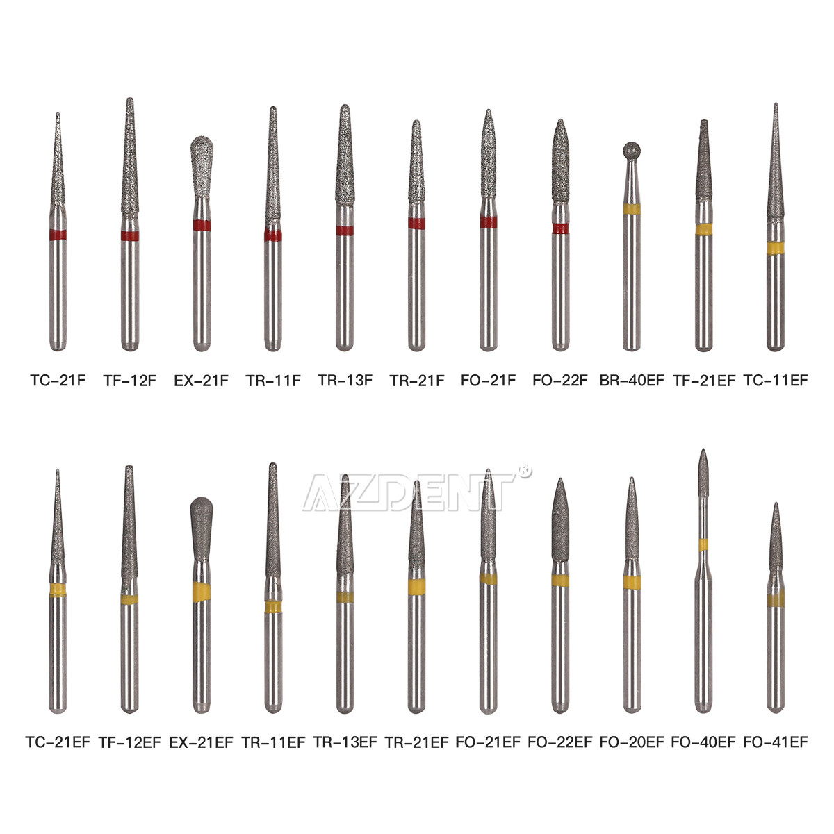 5PCS AZDENT Dental Diamond Burs Friction Grip For High Speed Handpiece Turbine