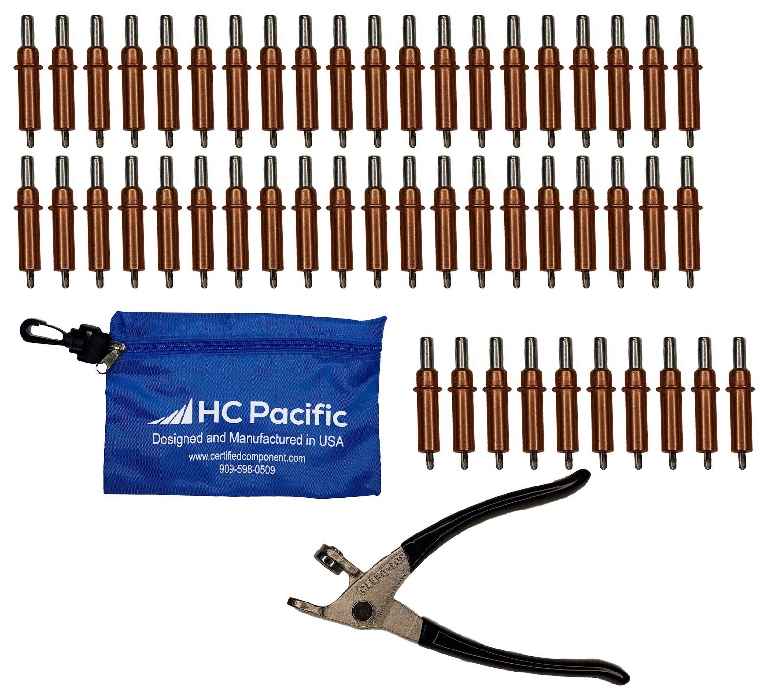 50 Each C1/8 Cleco Fasteners (Made in USA) Cleco Pliers & Pouch
