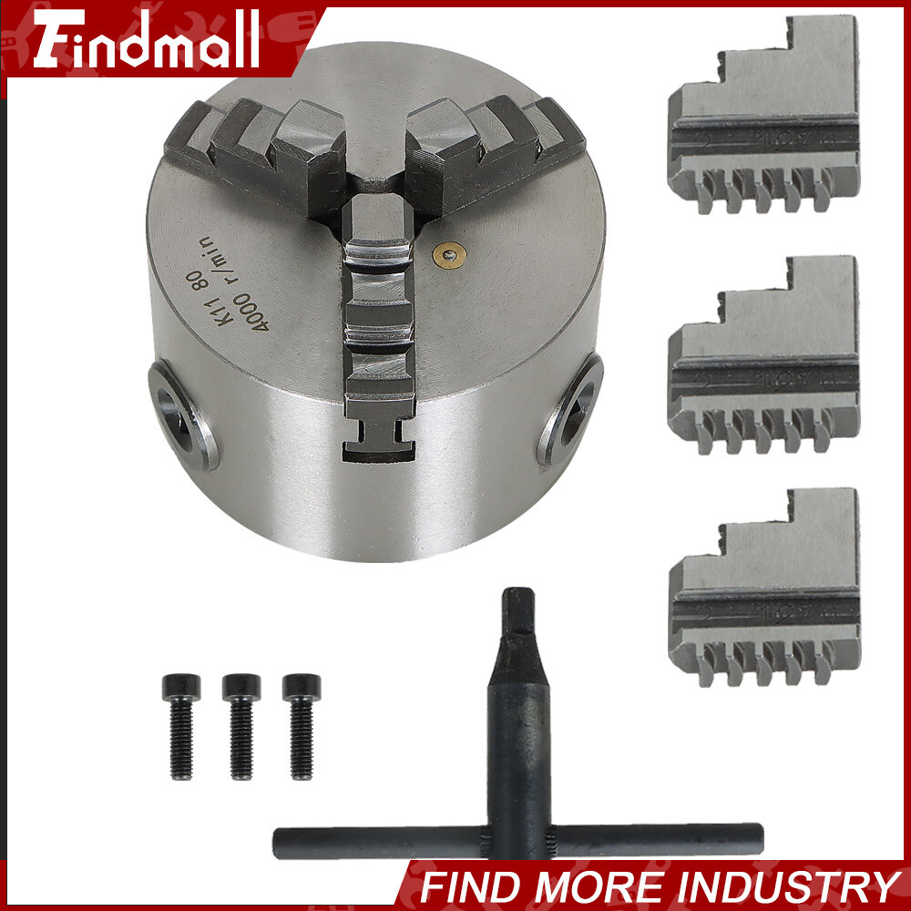 K11-80 Self-centering Lathe Drilling Part 80mm 3 Jaw Lathe Chuck Manual Chuck 3″