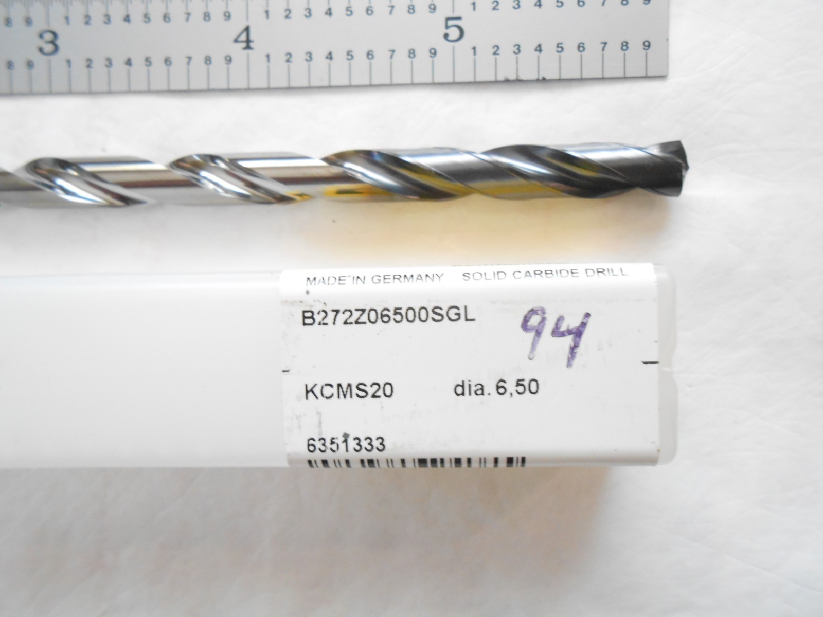 NEW KENNAMETAL 20XD 6.5MM CUT DIA X 152MM FL X 197MM OAL CARBIDE COOL THRU DRILL