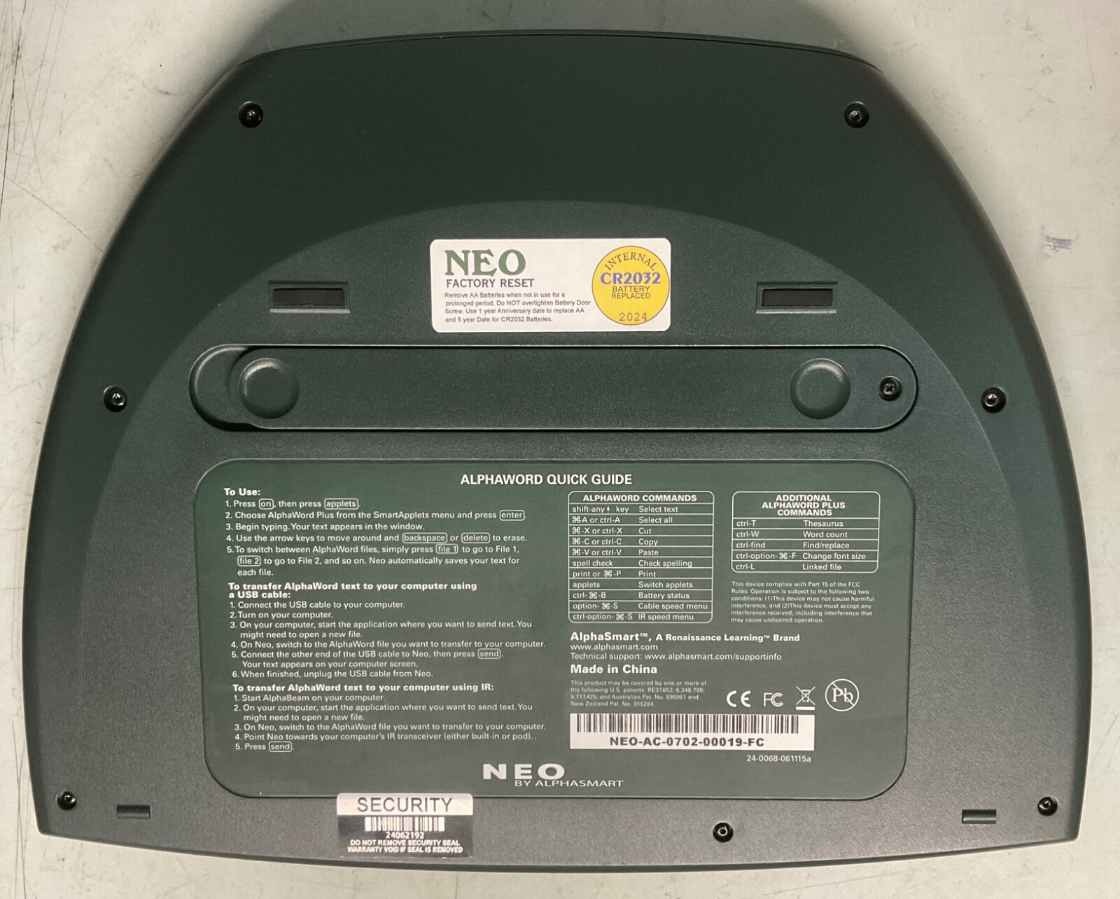 AlphaSmart ✅NEO✅ TESTED CR2032 REPLACED Word Processor NEW BATTERIES USB CABLE a
