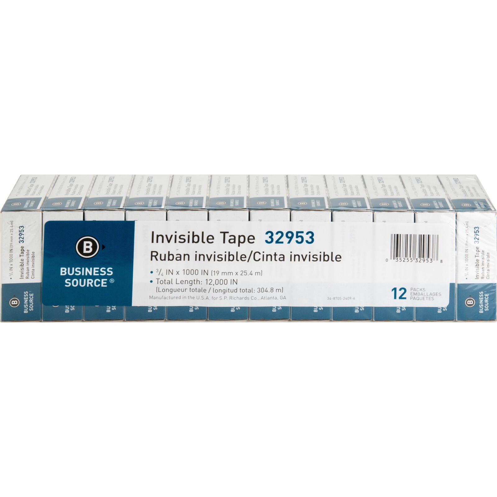 BSN32953 – Premium Invisible Transparent Tape, 1 Core, 3/4×1000, 12/PK, Clear