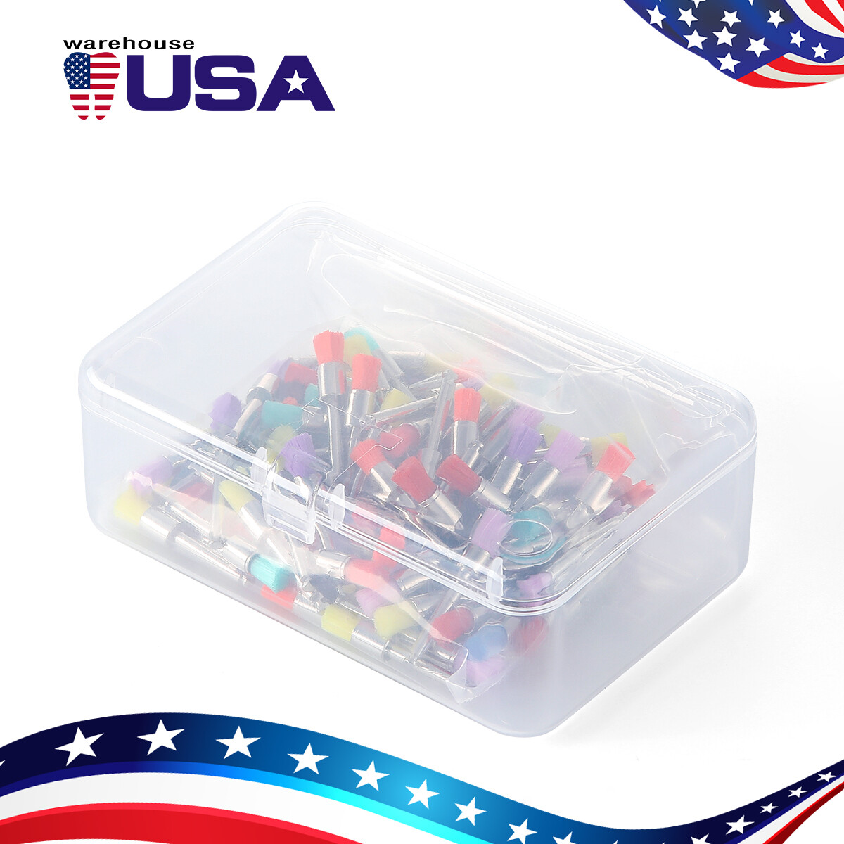 100 Brush Dental Nylon Materials Closure Latch Flat Type Rainbow Polishing Brush