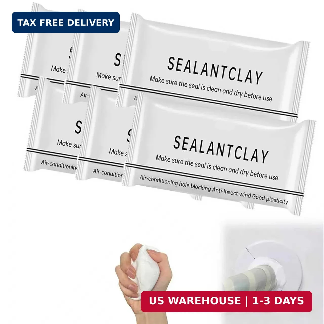 6 Pack Moldable Sealant Clay, White Fast Drying Sealant Mastic, Repair Sealing P
