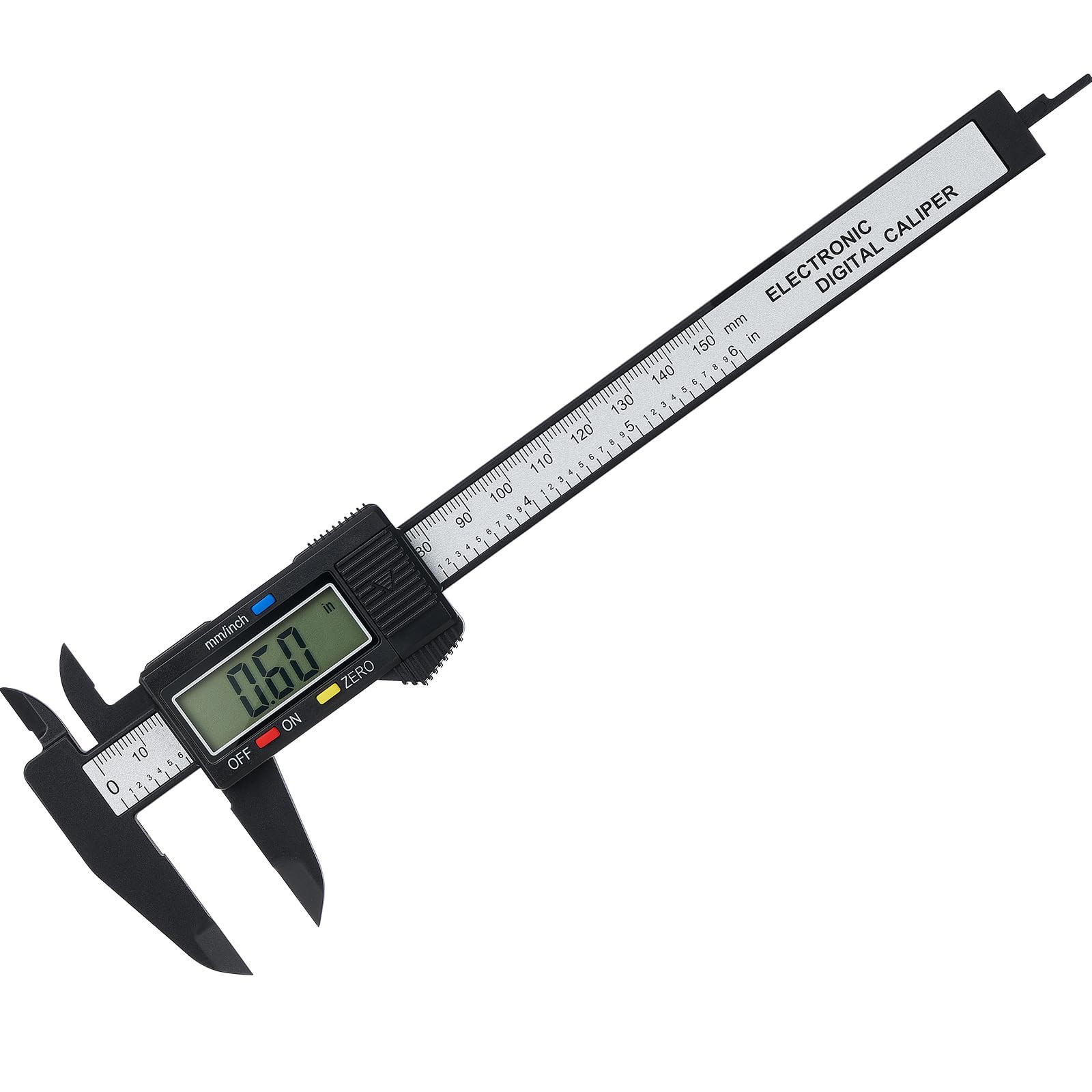 Digital Caliper 0-6 Inch LCD Screen Inch/mm Conversion Plastic Carbon Fiber