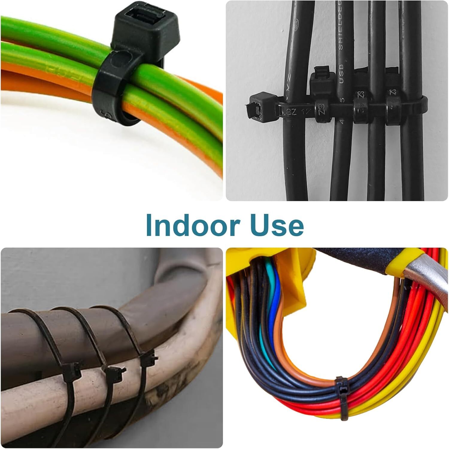 Zip Ties Assorted Sizes 4+6+8+12 Inch, 200 Pack, Black Cable Ties, UV Resistant