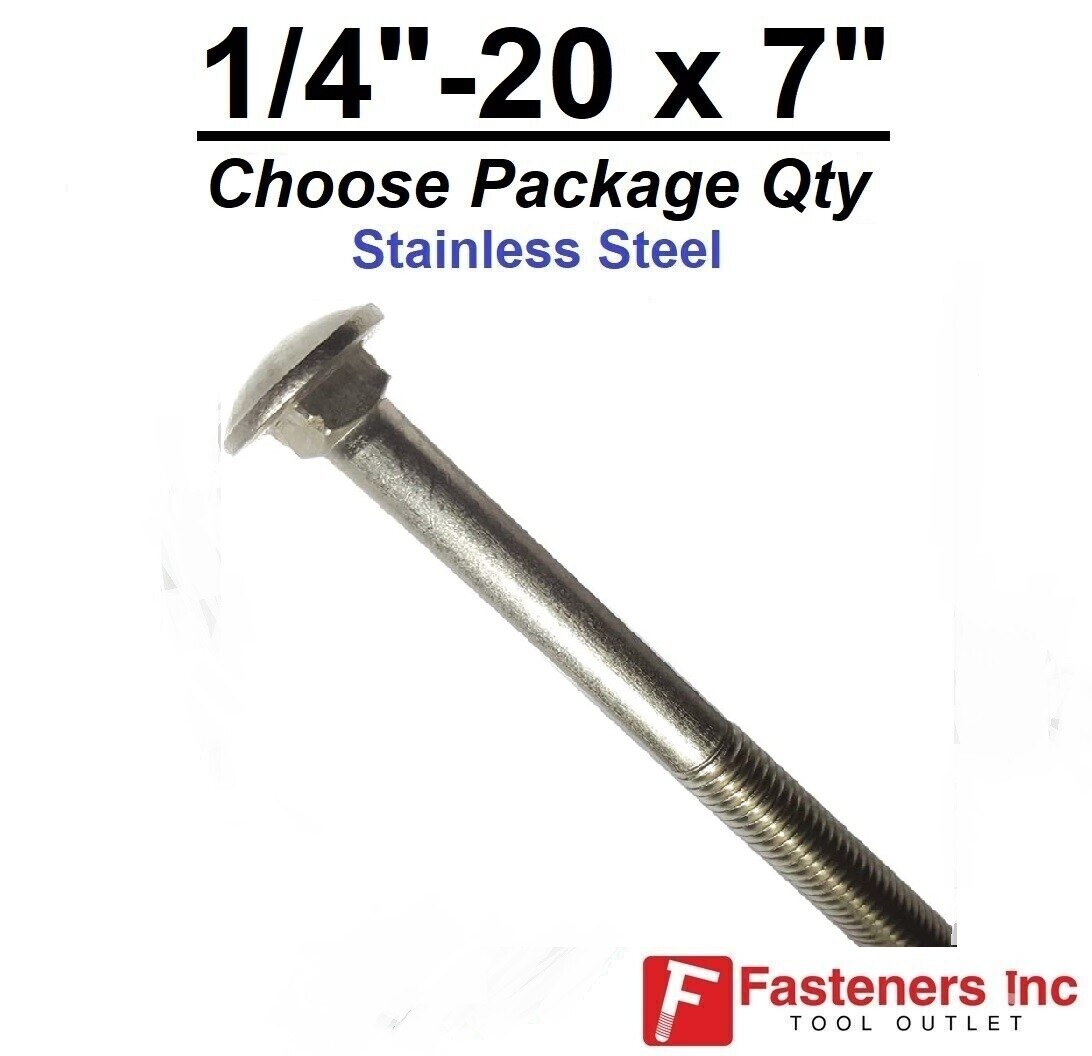 1/4-20 x 7″ Stainless Steel Round Head Carriage Bolt “Coach Screws”