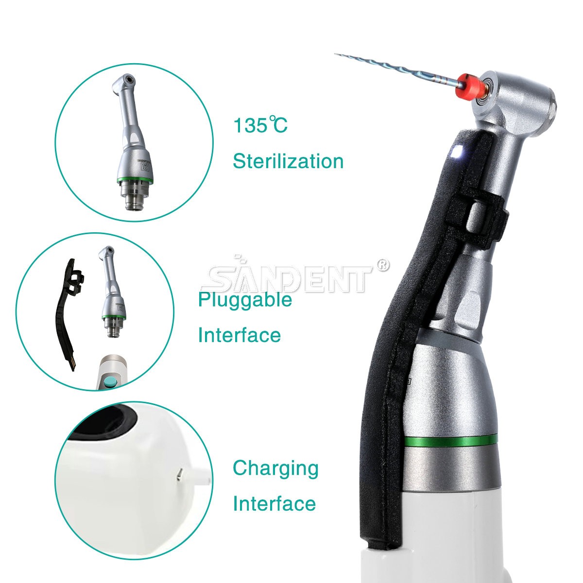Dental 1:5 Fiber Optic LED Electric Contra Angle Increase Handpiece Ti-MAX X95L