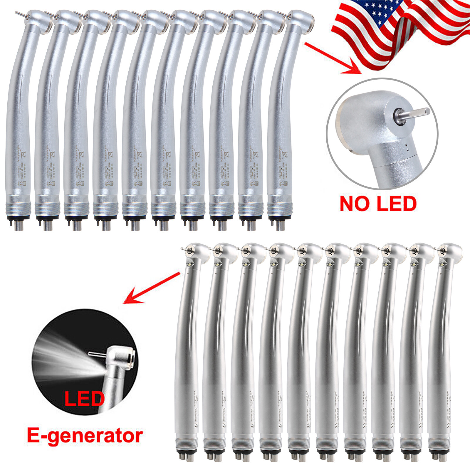 10* Yabangbang Dental (LED E-generator) High Speed Handpiece 2/4 holes For KaV