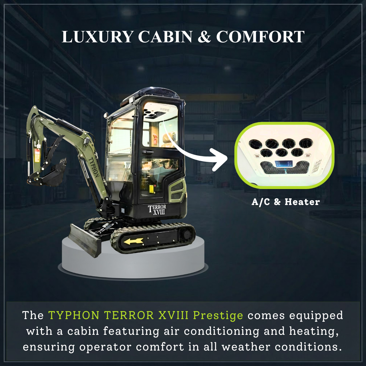 TYPHON Terror XVIII Prestige 2 Ton Mini Excavator AC/Heater cabin 13 Attachments