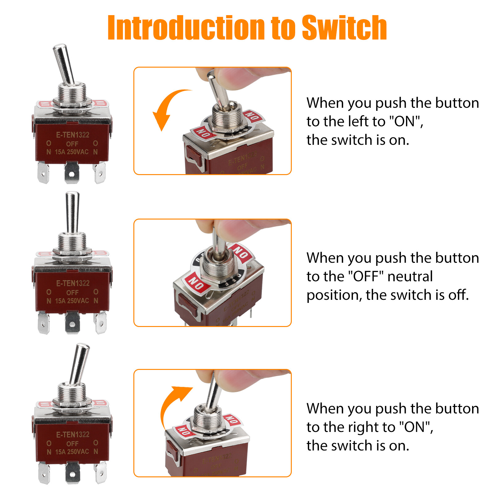 3PCS Marine Boat Automotive Car 12V 30A Toggle Switch DPDT On/Off/On 3 Position