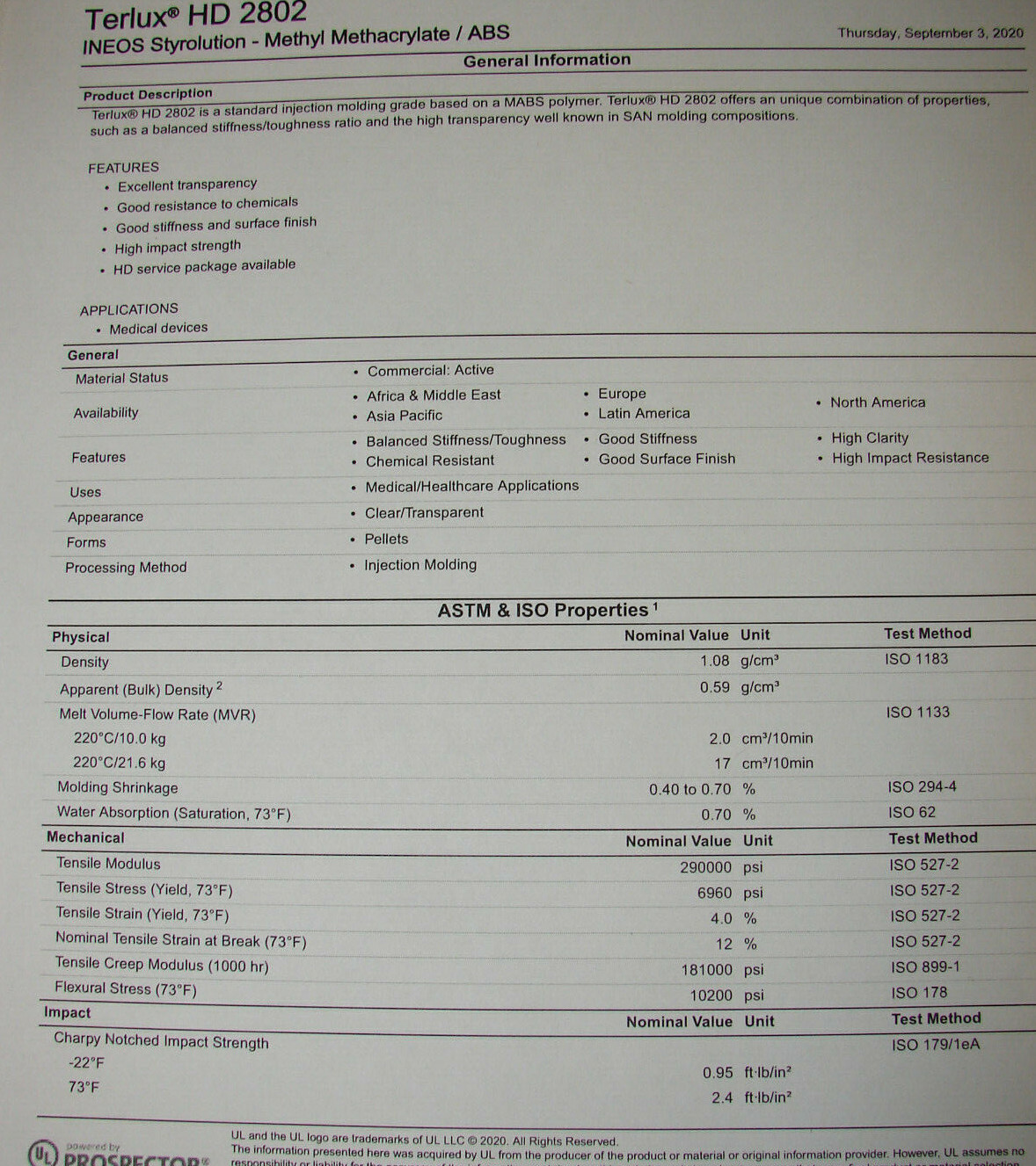 Terlux HD 2802 ABS Transparent Clear Injection Molding Plastic Pellets (12 lbs)