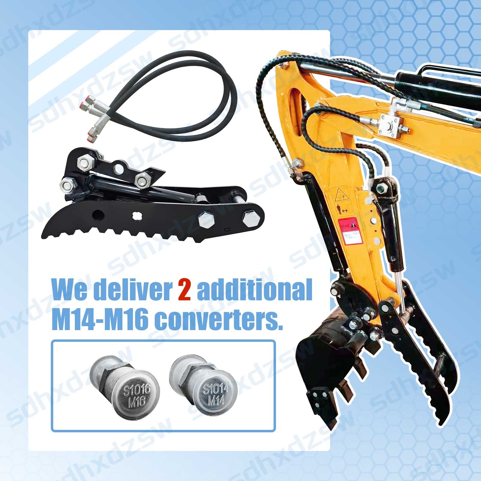 L-Shaped Bracket Hydraulic Thumb Clip For Mini Excavators Attachments 3-Holes