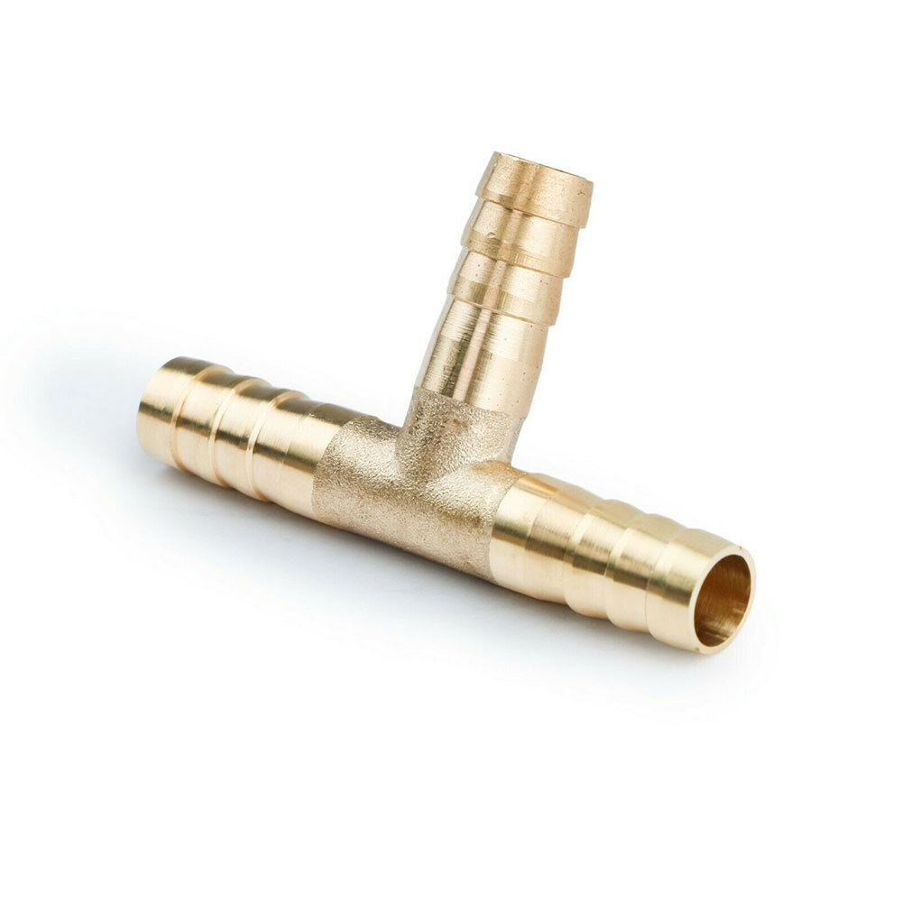 5PCS- 3/8 HOSE BARB TEE Brass Pipe 3 WAY T Fitting Thread Gas Fuel Water Air-