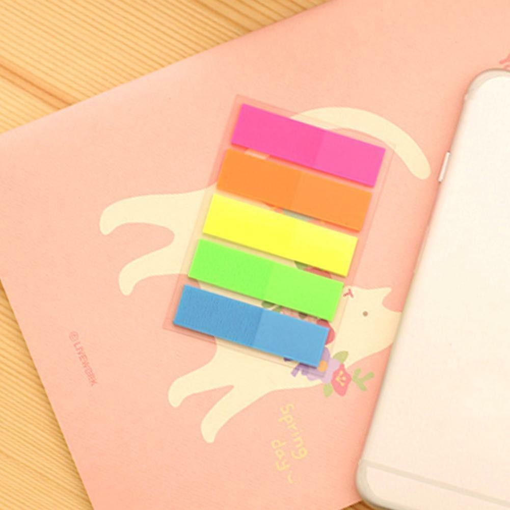 100Pcs Fluorescence Sticky Notes Memo Flags Bookmark Sticker NEW