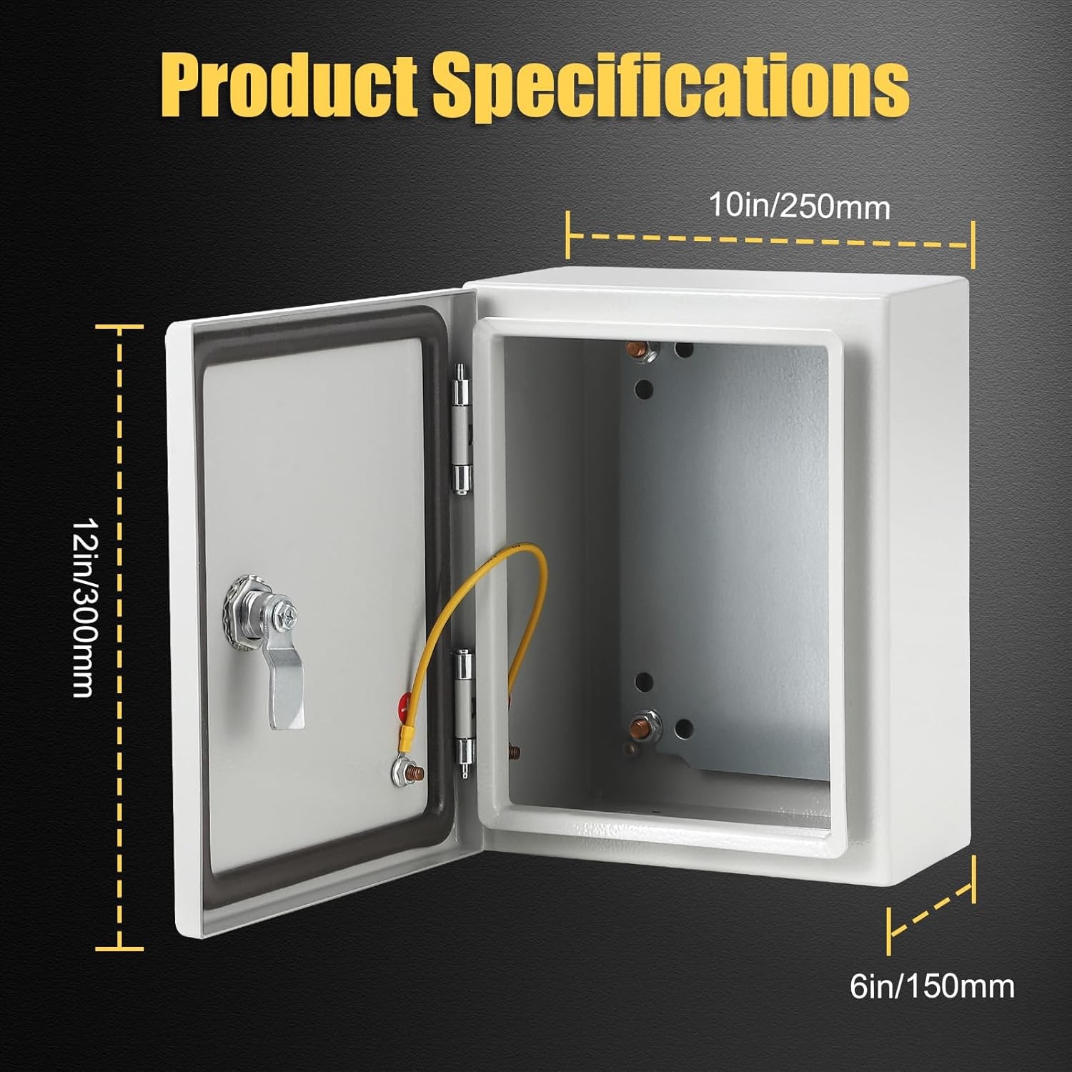 Steel Electrical Enclosure Box 12x10x6” Wall Mount Junction Outdoor Use IP66