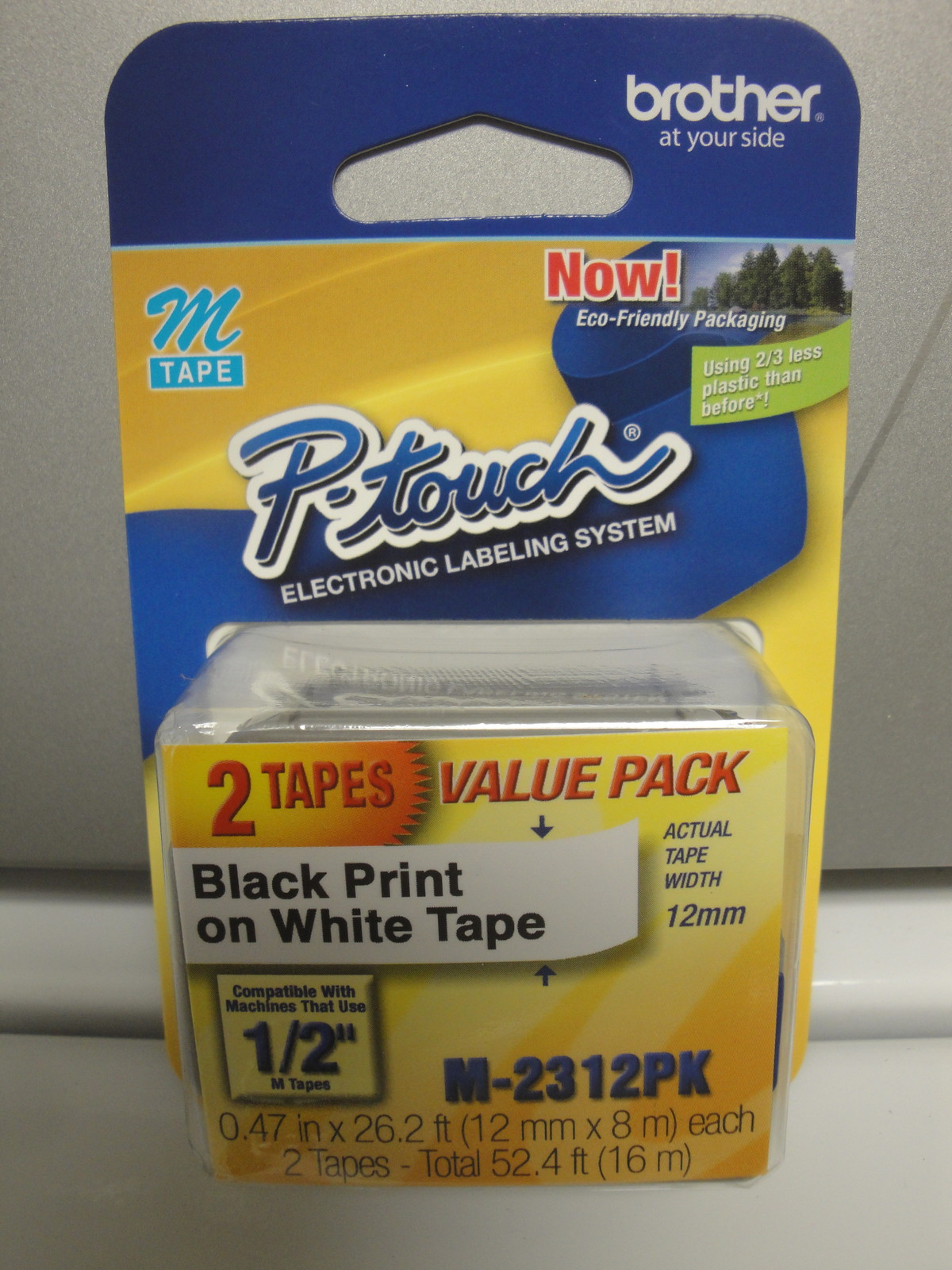 2 BROTHER M-231 M 231 LABEL CASSETTE BLACK PRINT WHITE TAPE 1/2″ GENUINE👍
