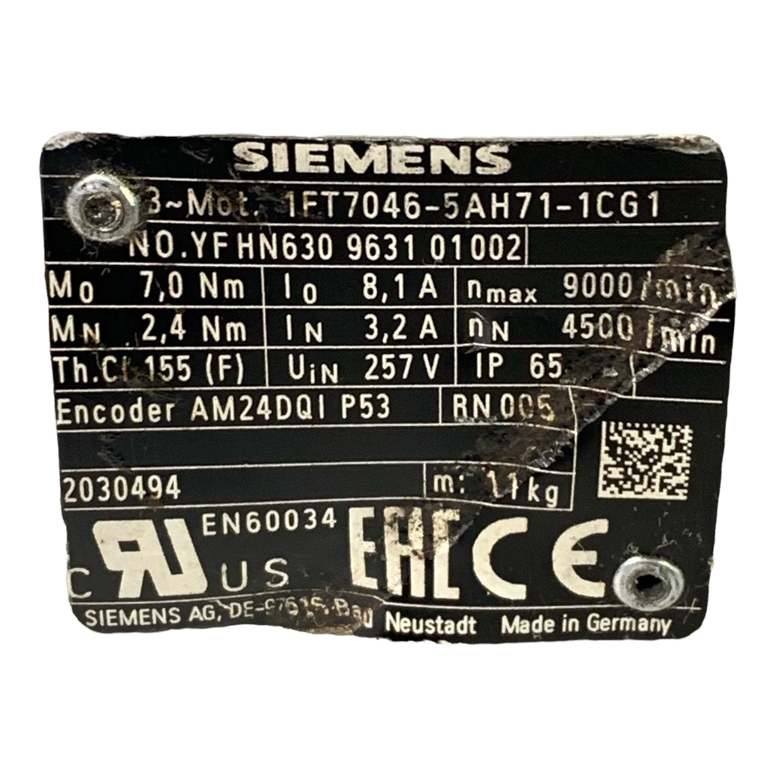 Siemens 1FT7046-5AH71-1CG1 Servo Motor
