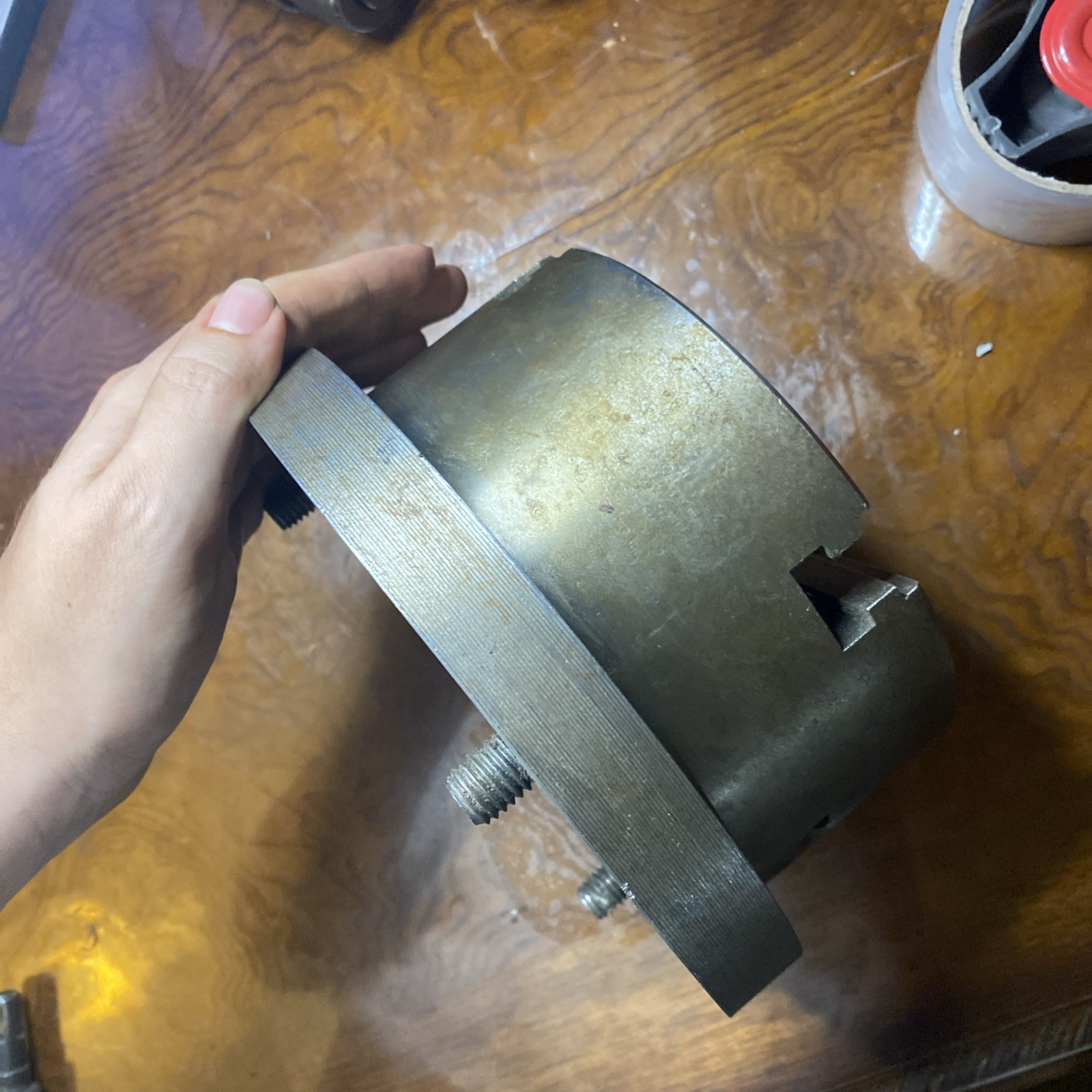 Bison Manual Lathe Chuck: 3605-6-1/4″, 4 Jaws, Self-Centering, 3000 RPM & Base