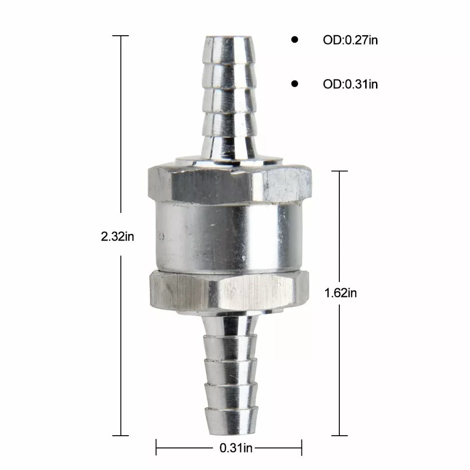 2 Pcs 8mm 5/16″ Fuel Non-Return One Way Check Valve Petrol Diesel Oil Aluminum