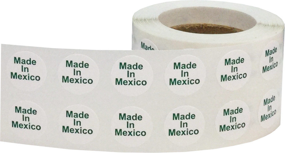 White with Green Made in Mexico Circle Stickers, 1/2 Inch Round, 1000 Labels
