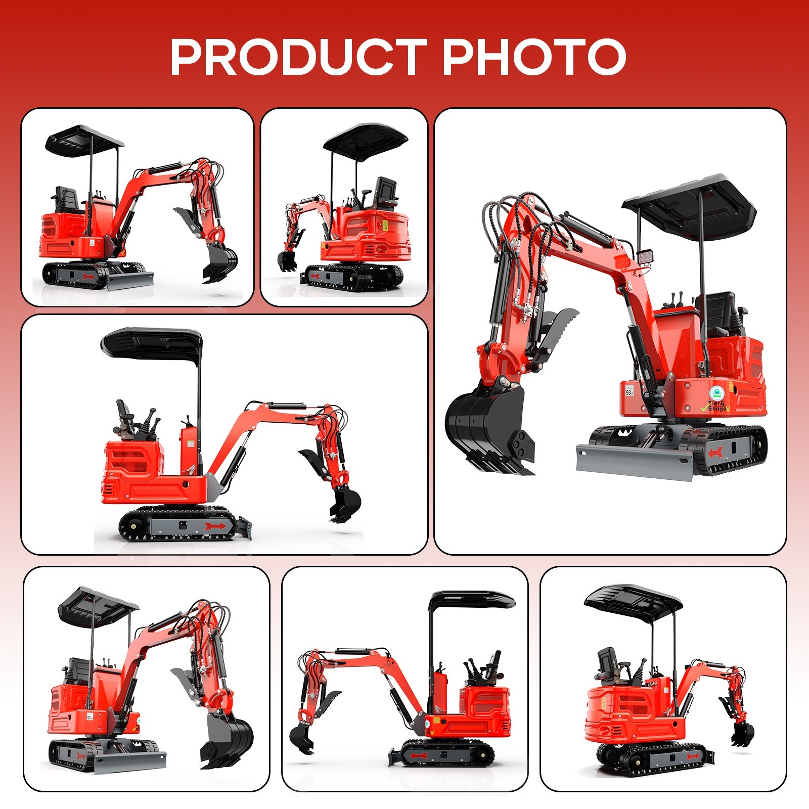 Mini Excavator 1.4Ton Digger 11.5hp Kubota Diesel Pilot System EPA Engine USA