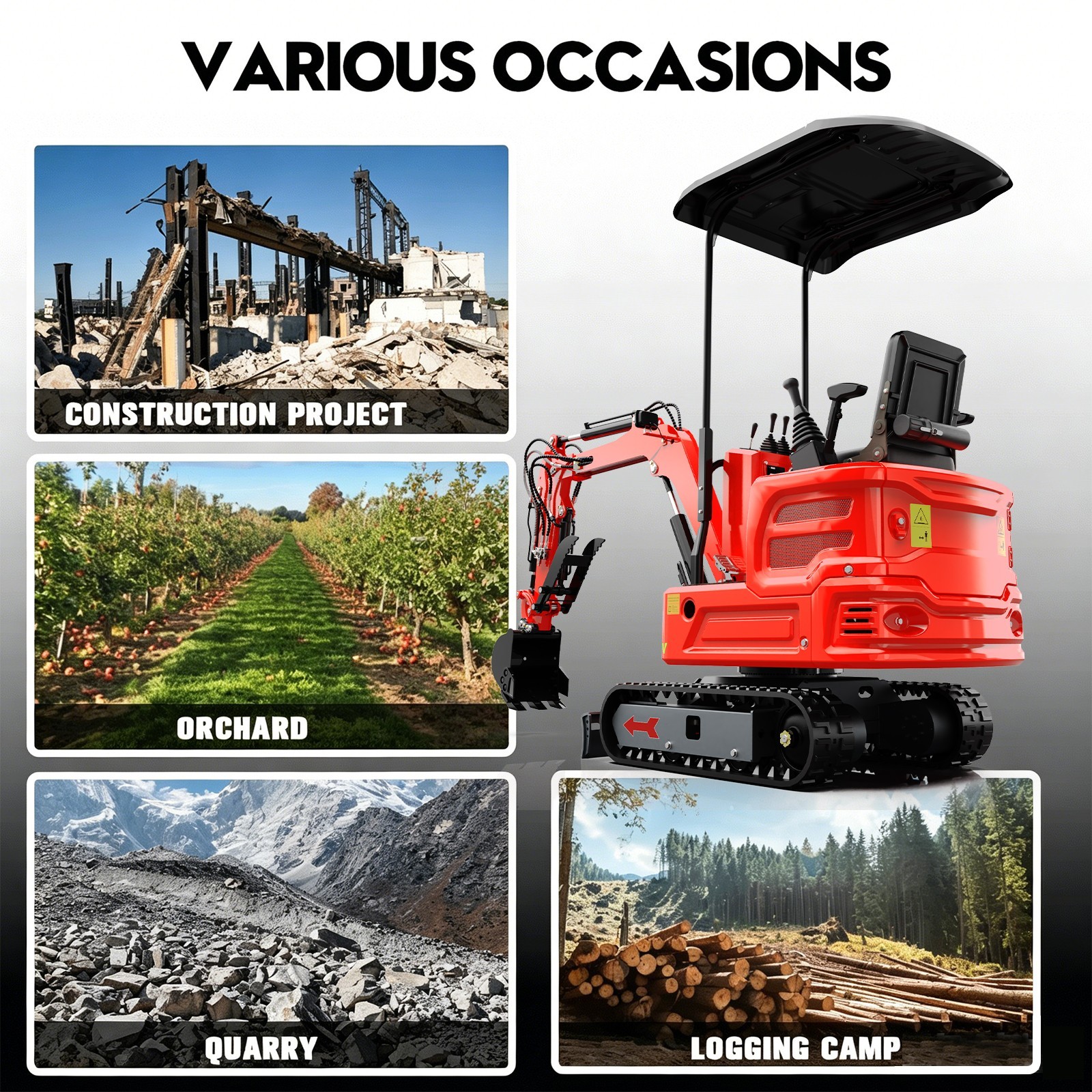 Mini Excavator 1.4Ton Digger 11.5hp Kubota Diesel Pilot System EPA Engine USA