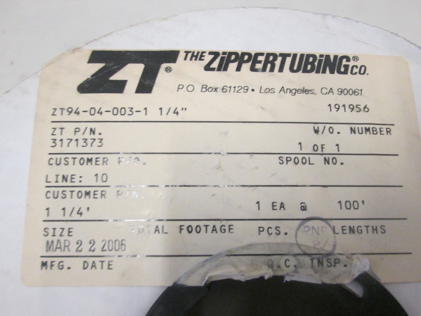 ZIPPER TUBING CO, ZT94-04-003-1.25, EMI Shield Wrap 1.25 dia, Aluminum w/poly co