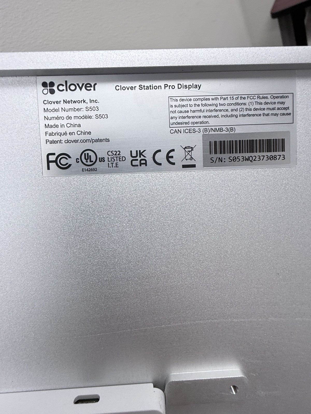 CLOVER POS System S503 C503 P500 H500 Terminal Printer Register Scanner
