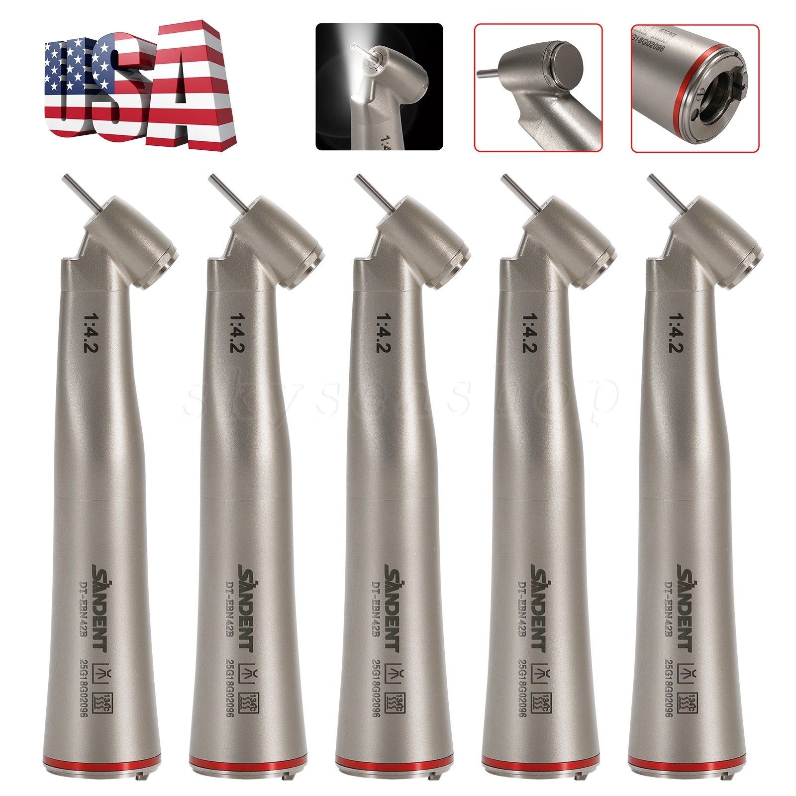 Dental 1:4.2 45° Fiber Optic Contra Angle Electric Surgical Handpiece For NSK US
