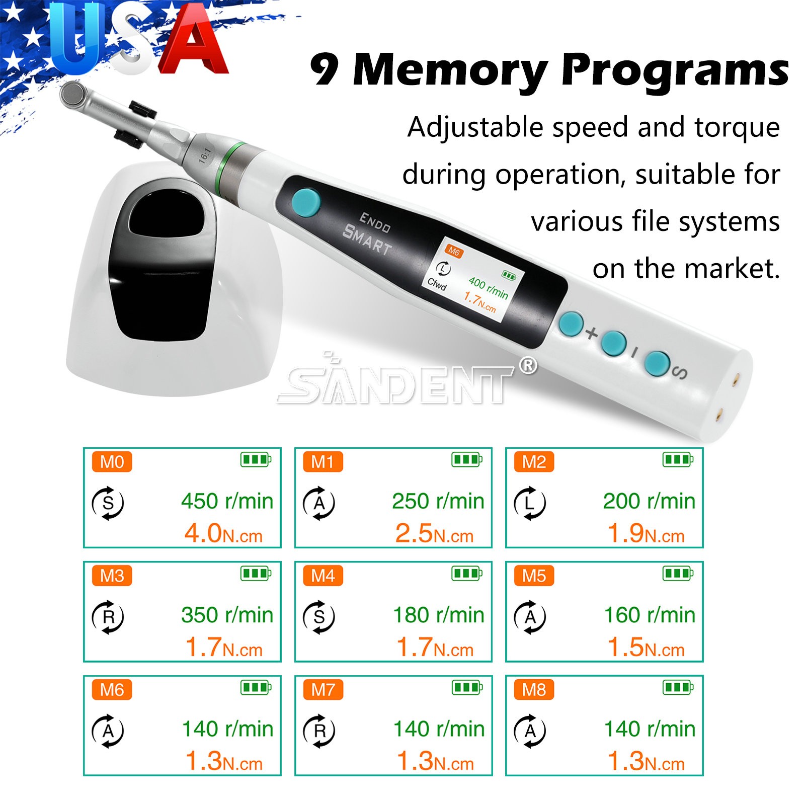 Dental 1:5 Fiber Optic LED Electric Contra Angle Increase Handpiece Ti-MAX X95L