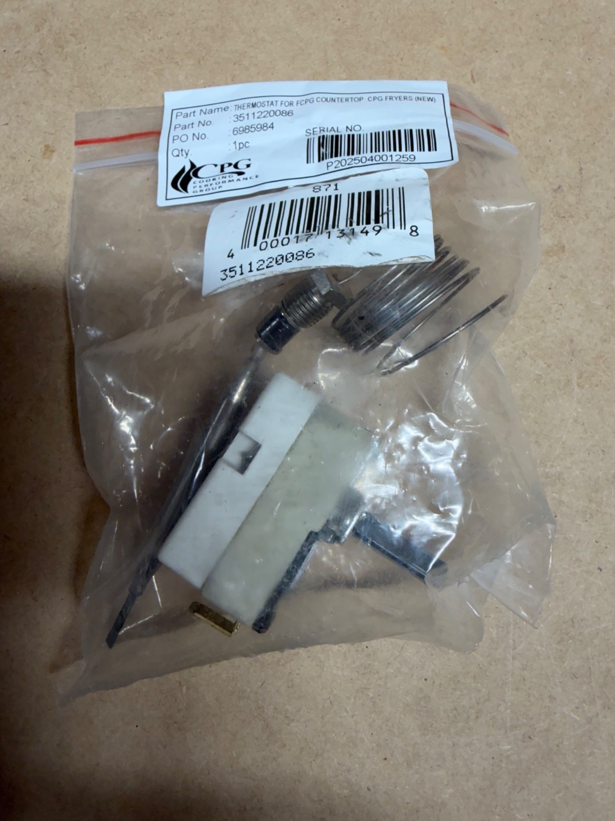 Cooking Performance Group 3511290238 High Limit Thermostat for Fryer FCPG Series