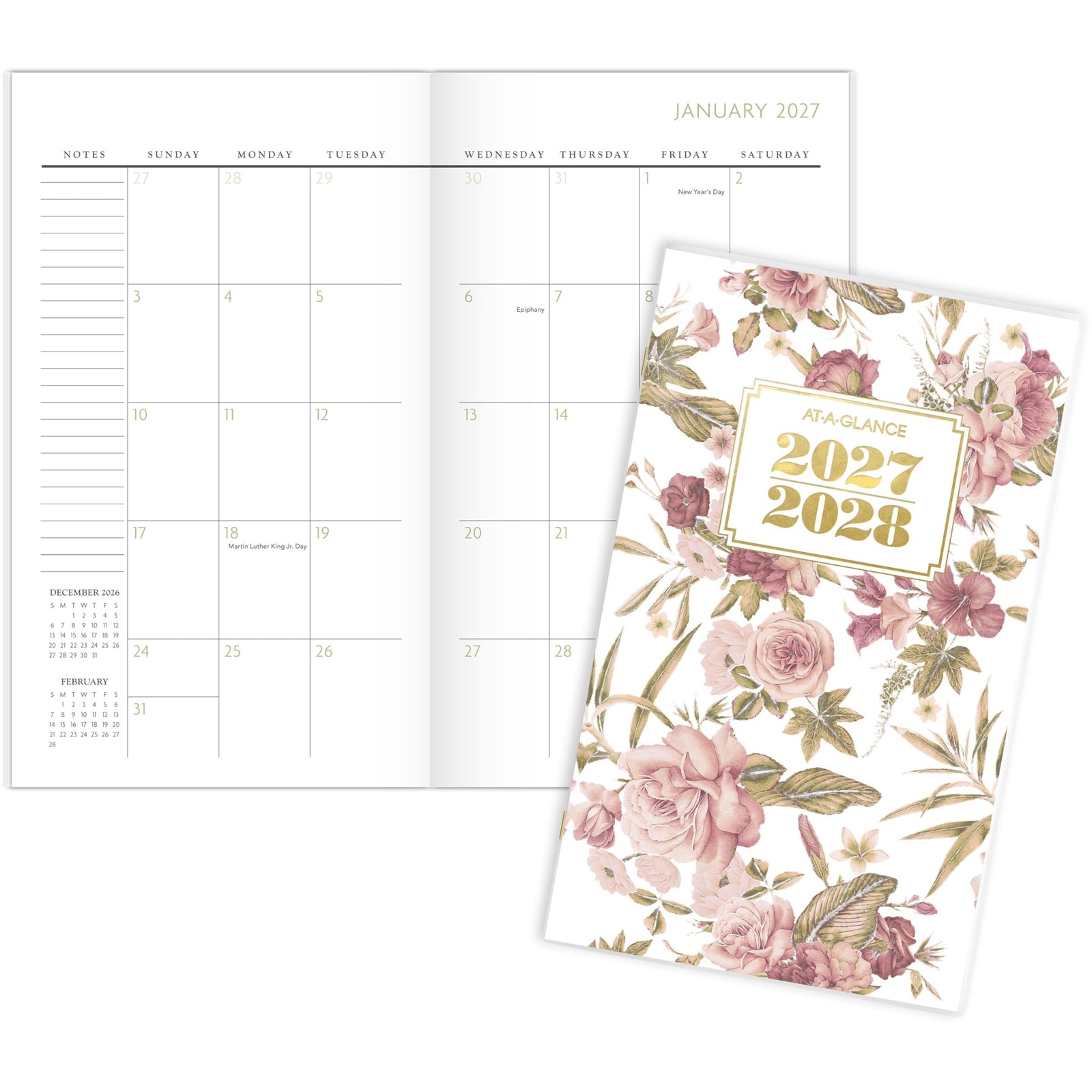 AT-A-GLANCE 2027-2028 Planner, 2 Year Monthly 3.5″ x 6″, Floral