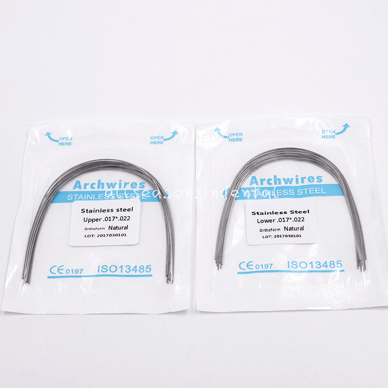 10 Pcs/Pack Dental Orthodontic Stainless Steel Arch Wires Rectangular Natural