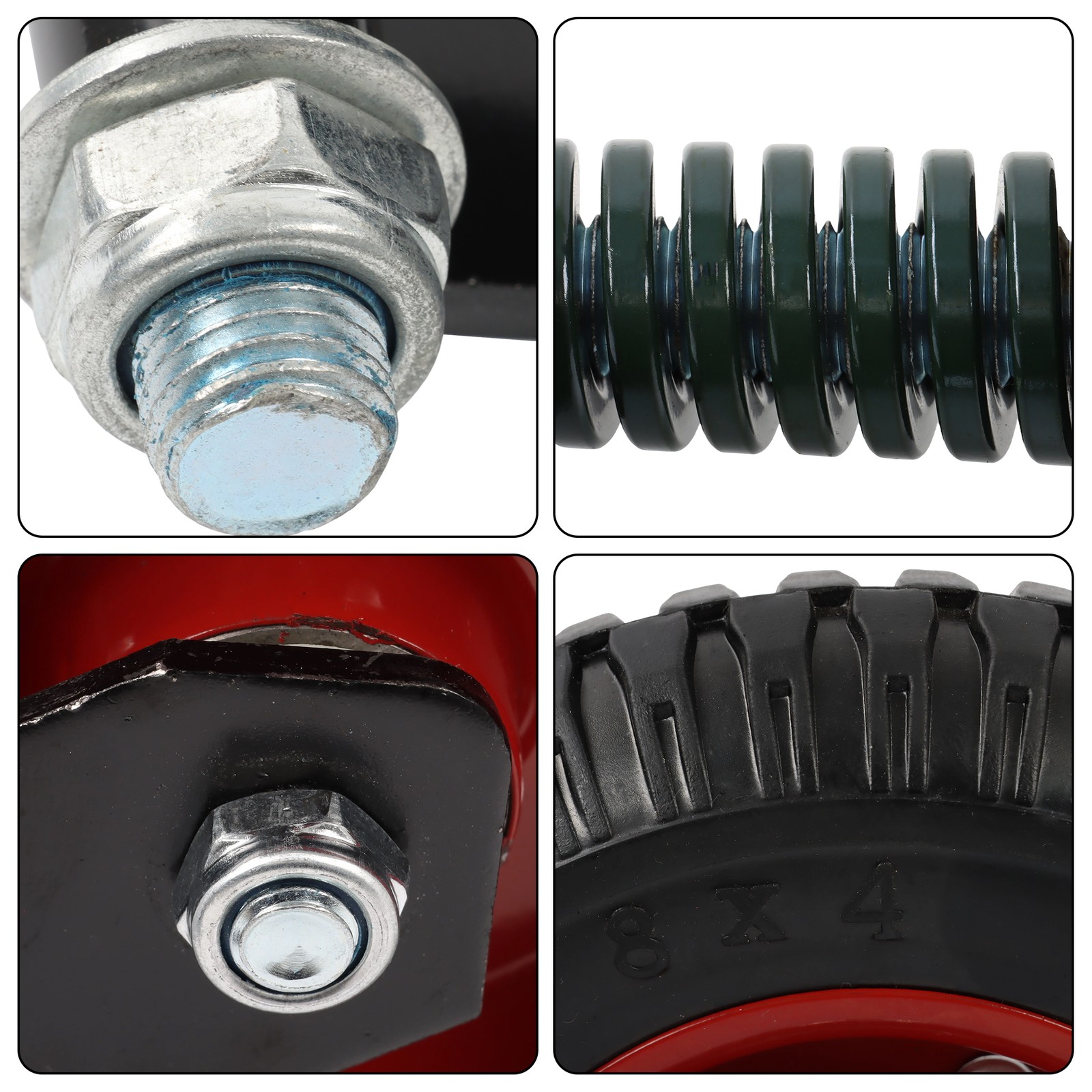 1Pack 8″ Heavy Duty Gate Casters Rubber Wheel Dual installation option 600LB,Red