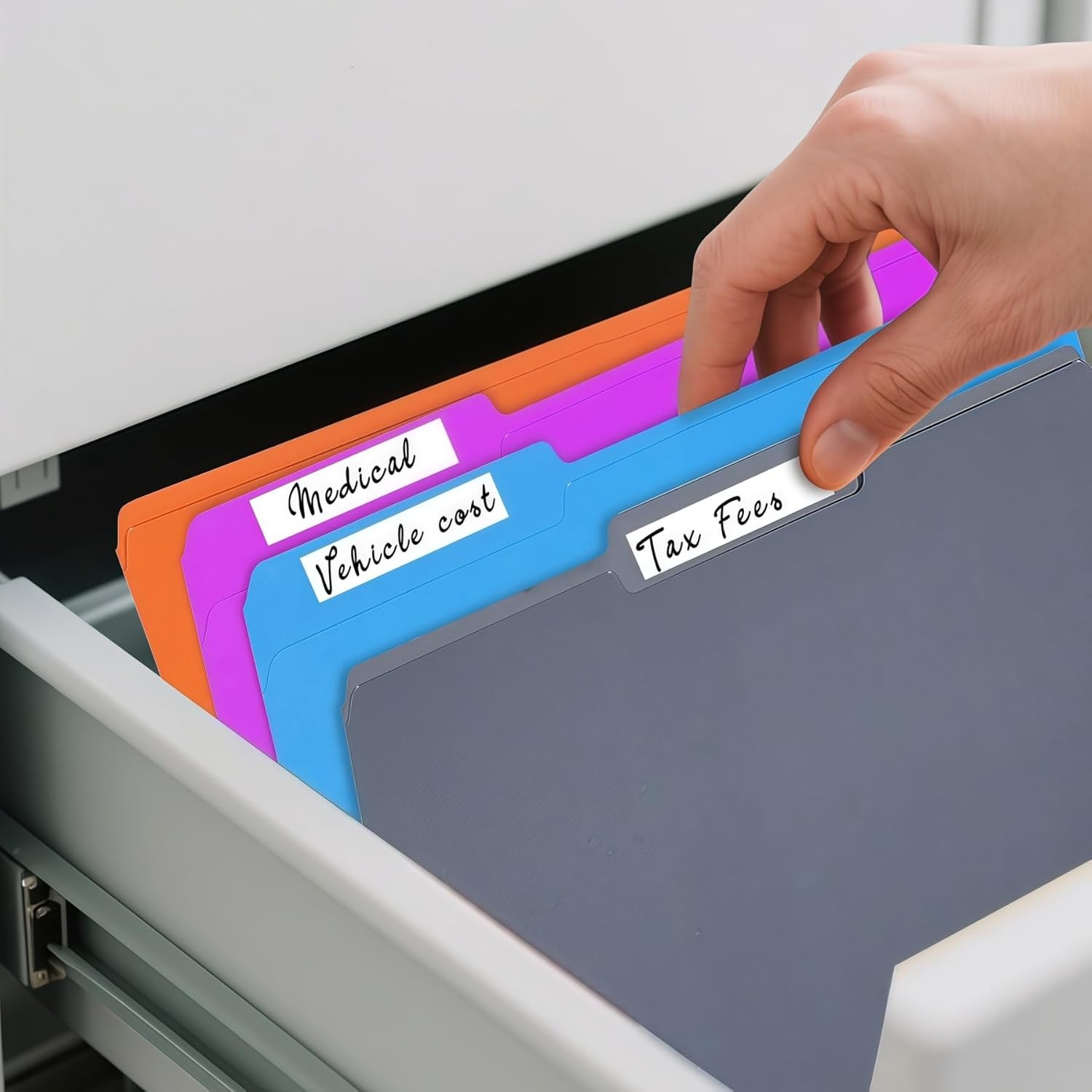 120 Pack Colored File Folders Letter Size 1/3 Cut Tab Assorted Colors