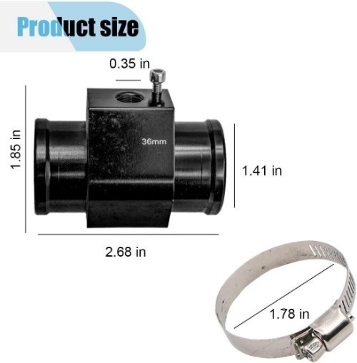 3PCS Water Temp Joint Pipe, Sensor Gauge Radiator Hose Adapter, Uni Size: 36MM