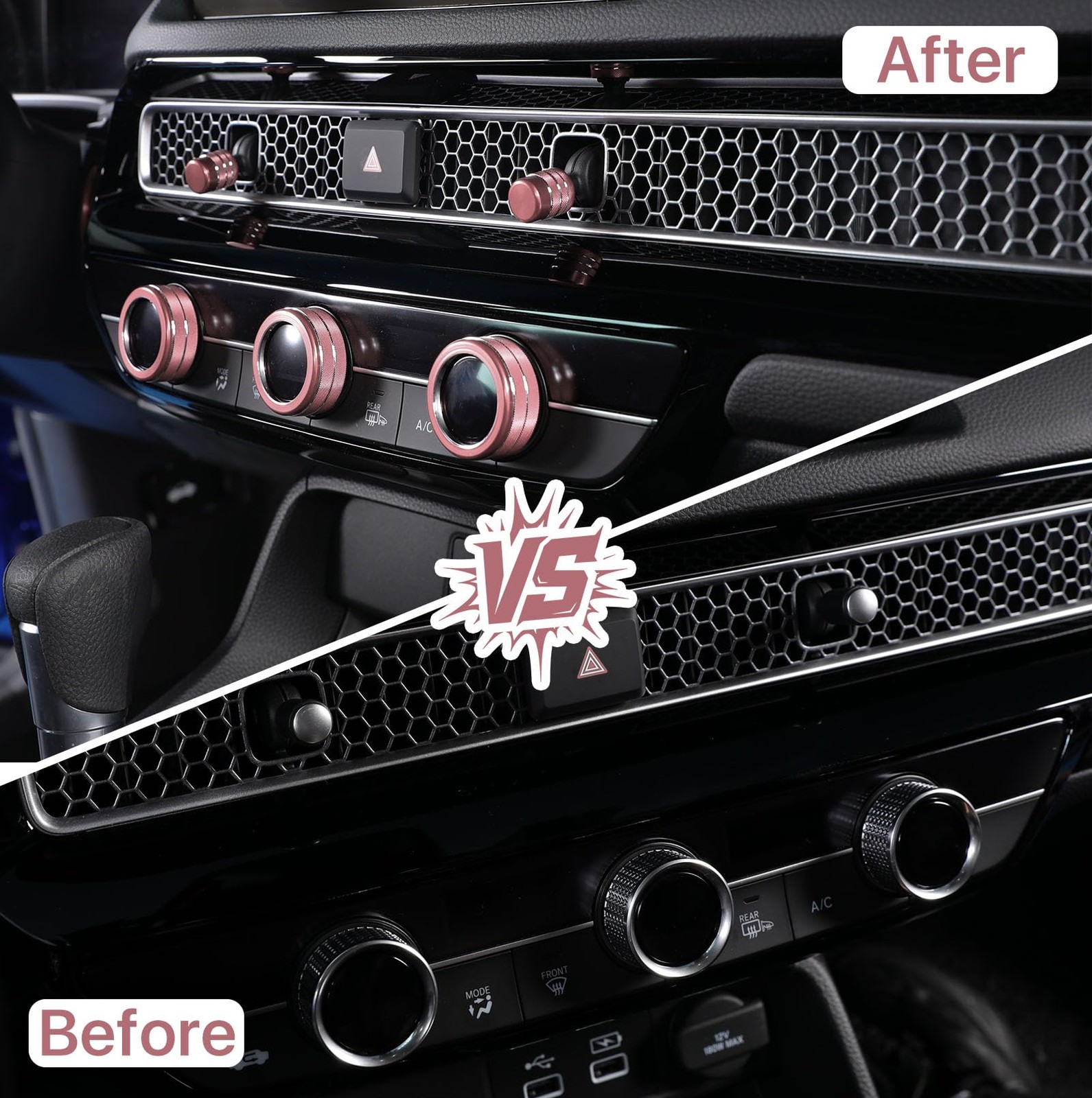 Car Interior Knob Cover Kit, Compatible with Honda Civic 2022-, CRV 2023-2026