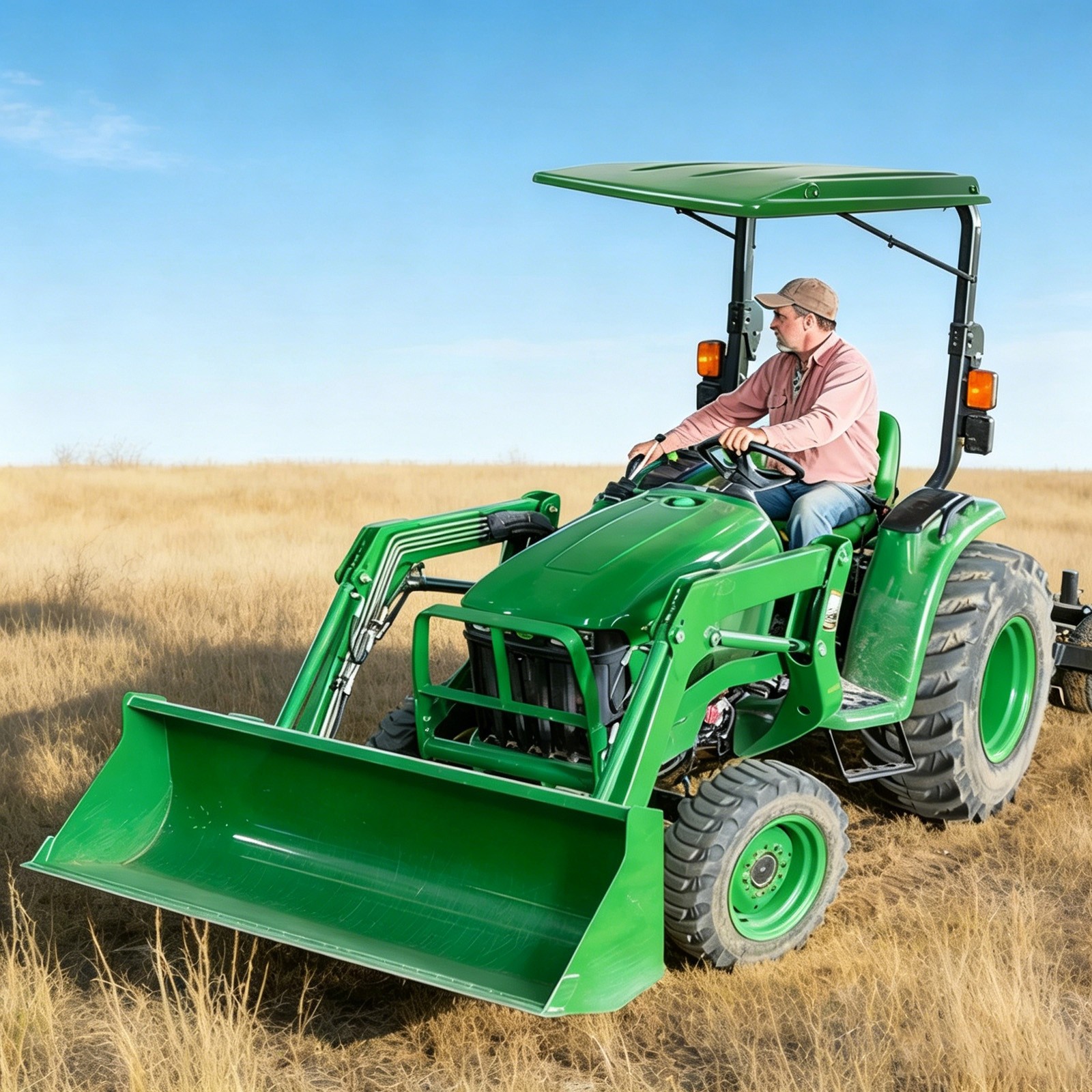 Top Canopy with Bracket For John Deere Compact Utility Tractors ROPS-Green