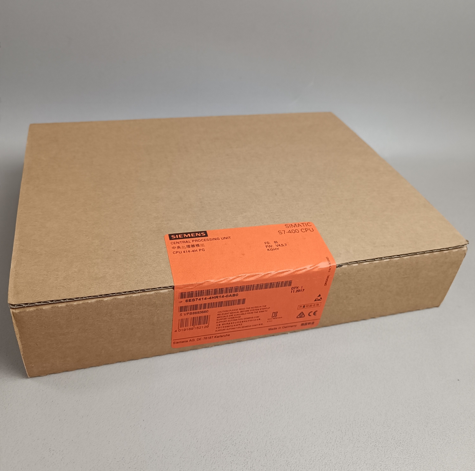 Siemens 6ES7 414-4HR14-0AB0 / 6ES7414-4HR14-0AB0 Seal Orange – Sealed