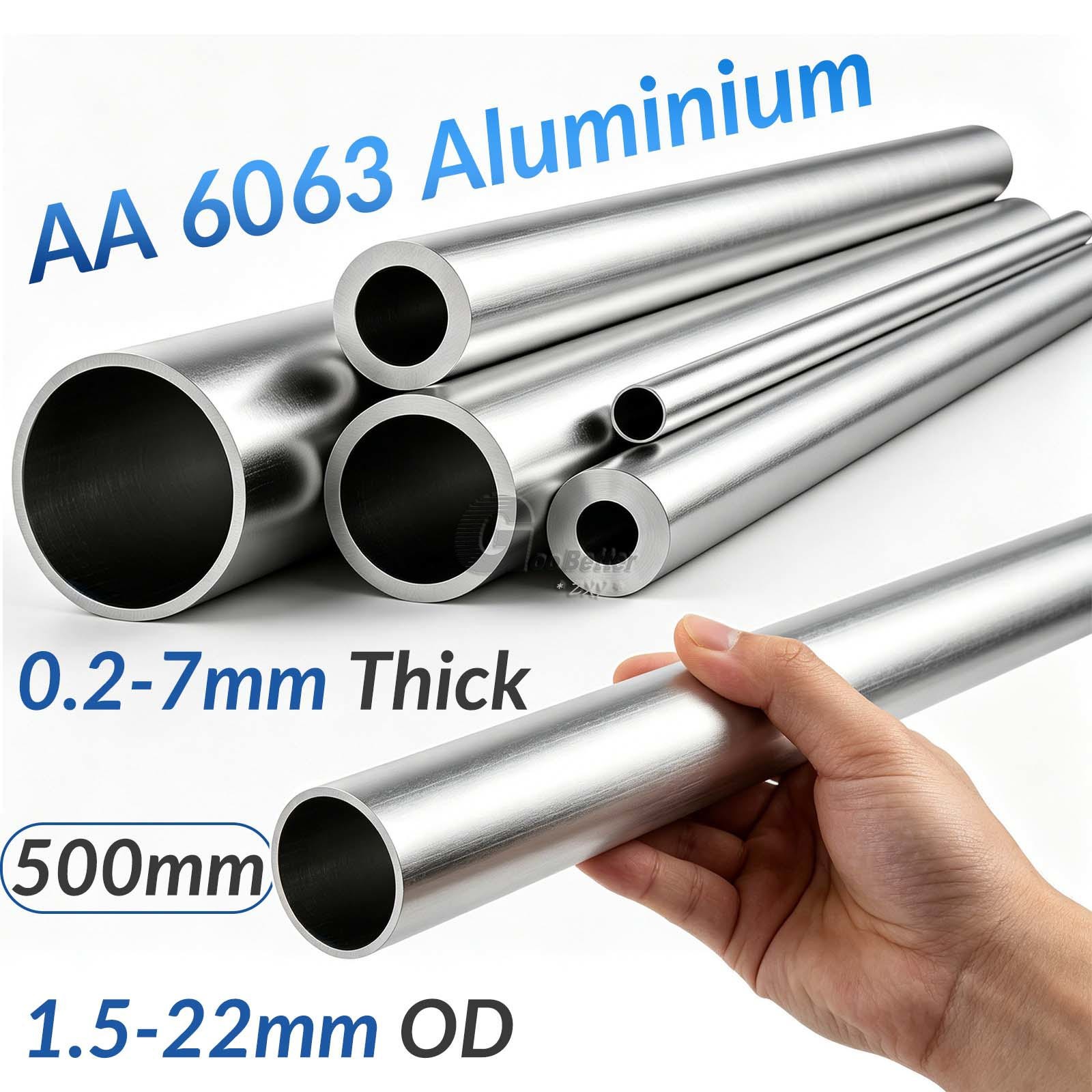 Aluminium Round Tube 0.2-9mm Thickness 1.5-22mm OD Straight 500mm long 6063 Tube