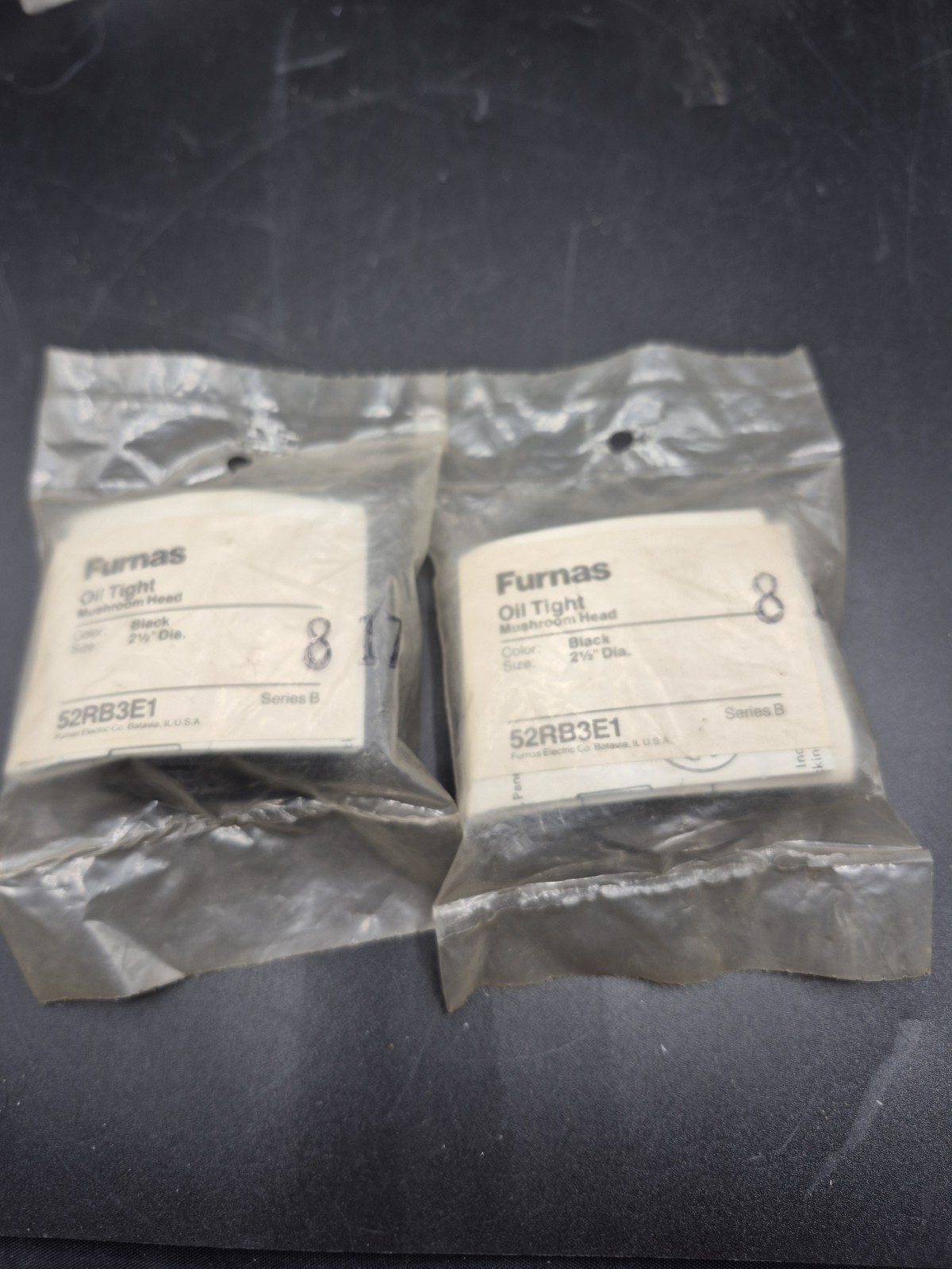 (2) Furnas 52RB3E1 Oil Tight Mushrtoom Head for switch 2.5″ Black Free Shipping