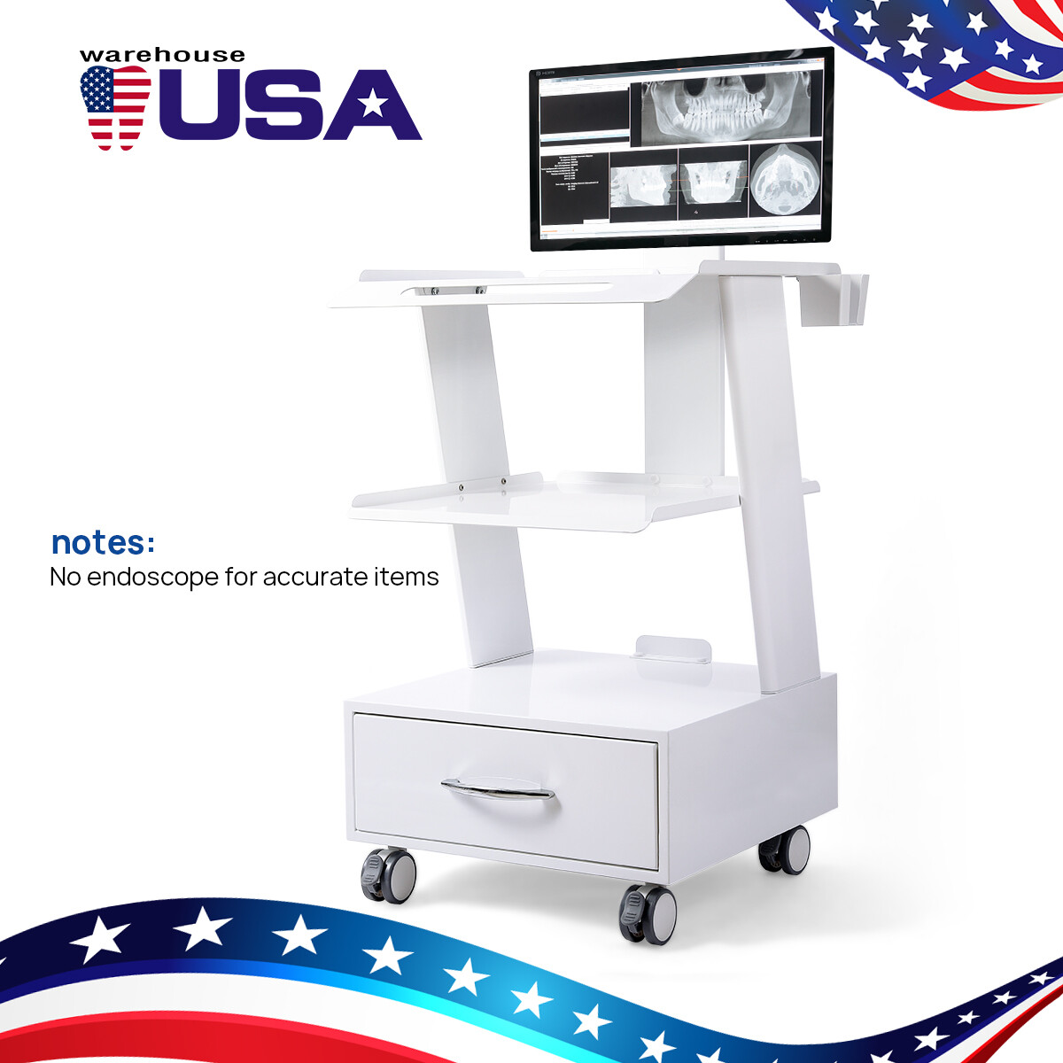 Medical Dental Lab Trolley Cart Intraoral Scanner Mobile Cart Clinic Laptop Rack