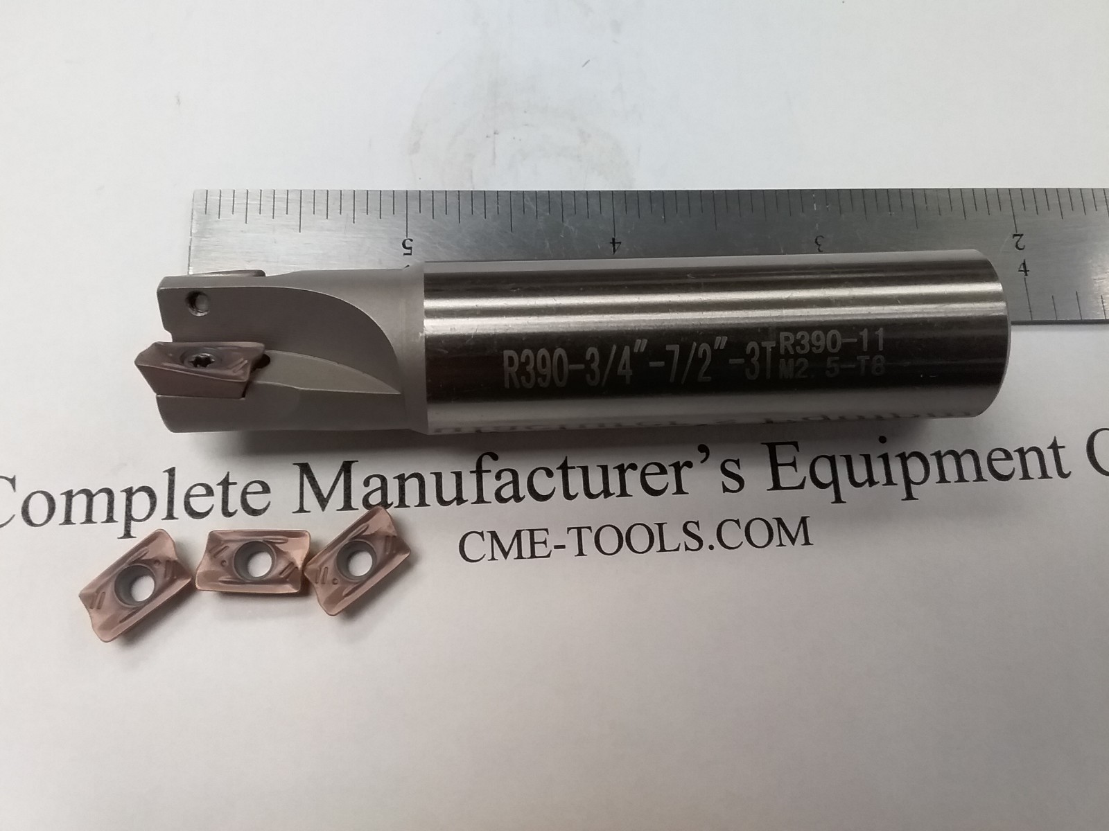 3pcs 90 degree indexable end mill 3/4″x3-1/2″ 3 inserts Sandvik R390 #506-SDVK