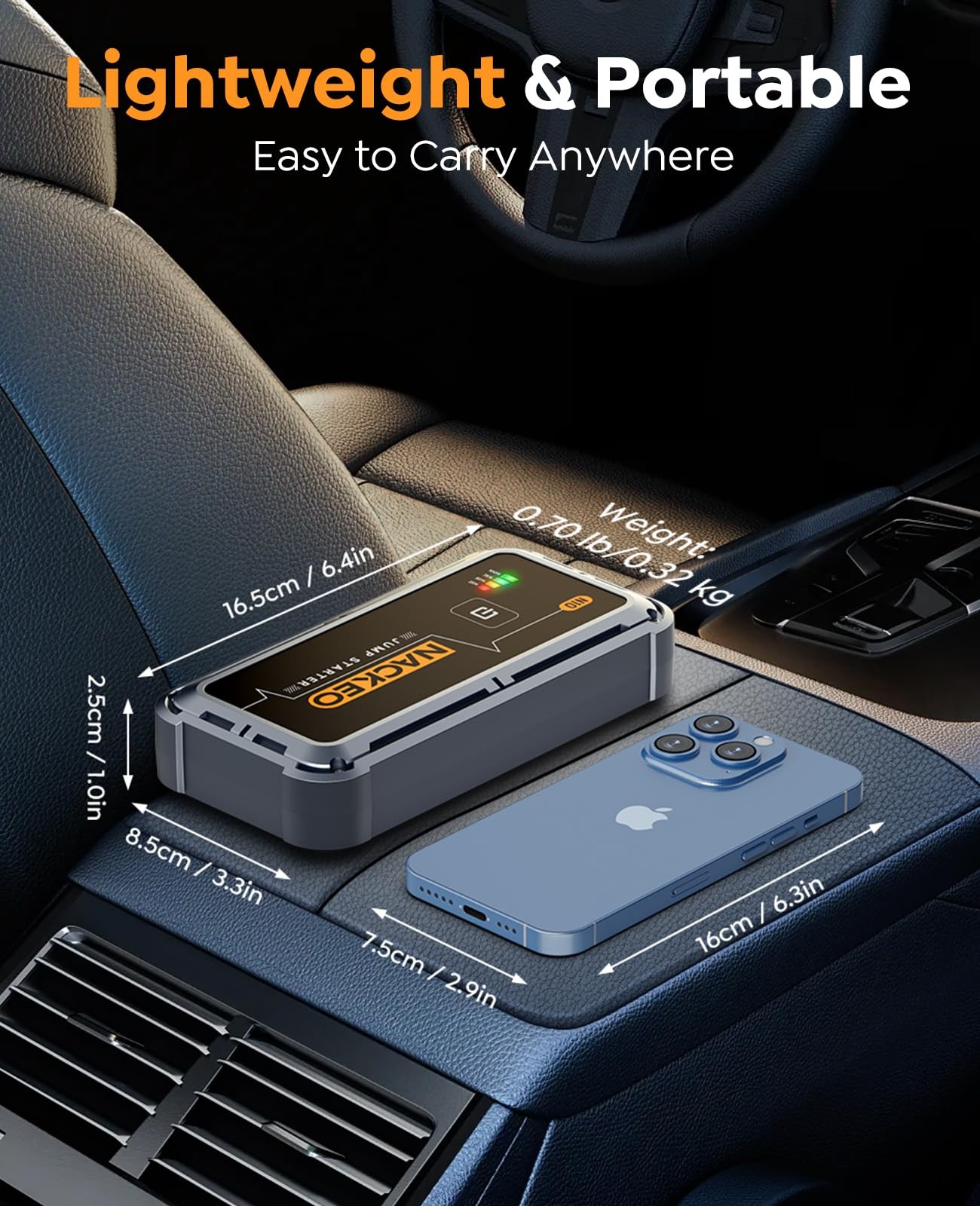 NACKEO Portable Car Battery Jump Starter 5000A Car Jump Starter Battery Pack