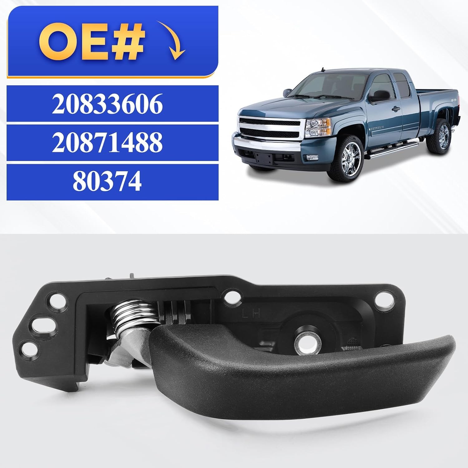 LH Driver Side Interior Door Handle Kit for 07-13 Chevy Silverado GMC Sierra