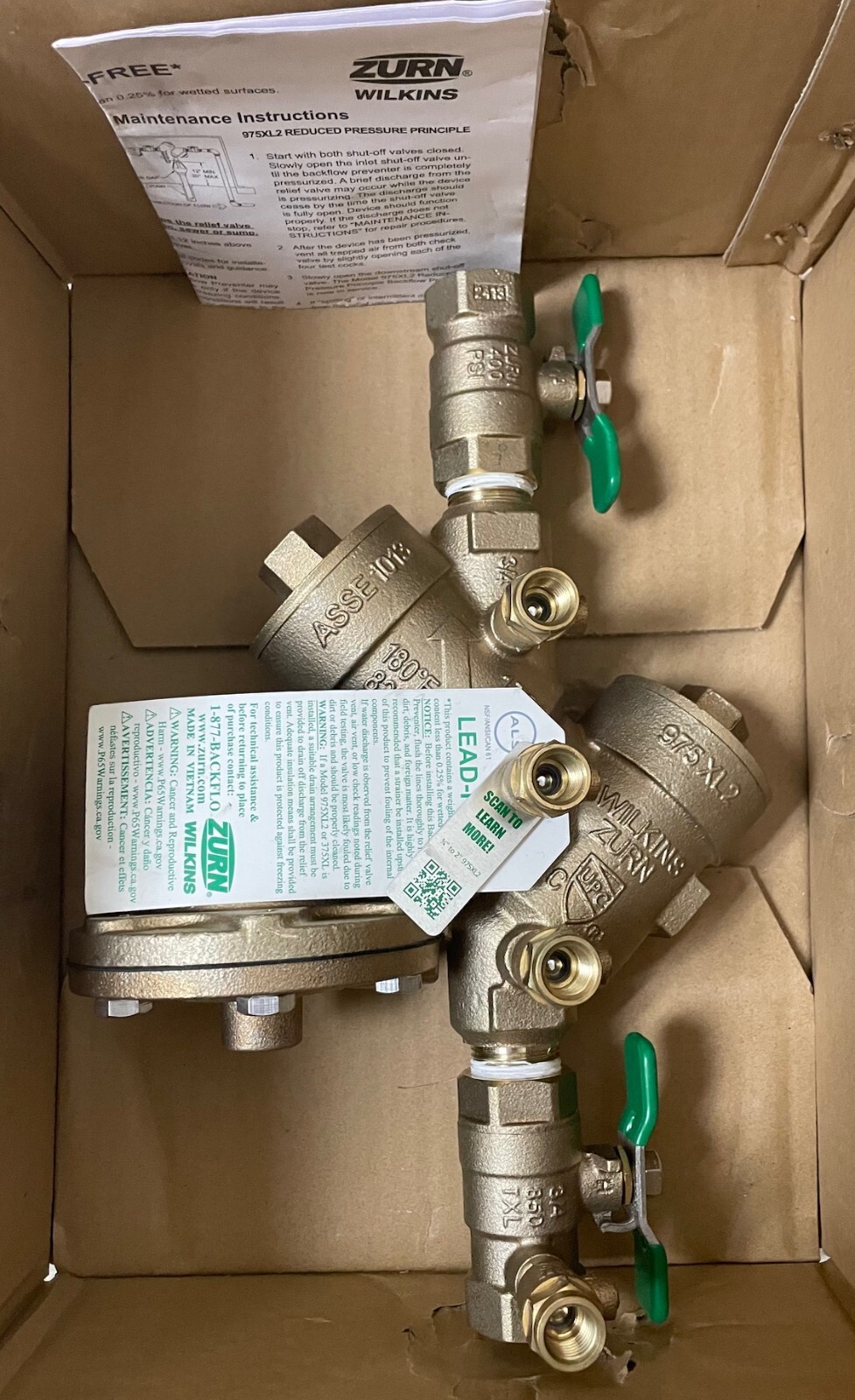 Zurn Wilkins 34-975XL2 Reduced Pressure Zone Backflow Preventer 3/4″ Lead Free